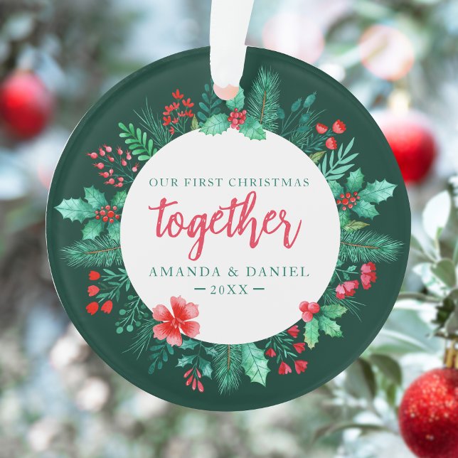 Couple's Our First Christmas Together Wreath (Our First Christmas Together Wreath Ornament)