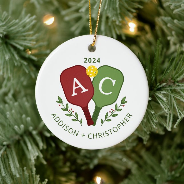 Couples personnalisés Pickleball Ornement de Noël (Arbre)