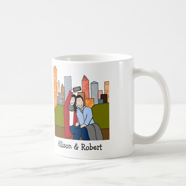Couples prenant la tasse de bande dessinée (Droite)