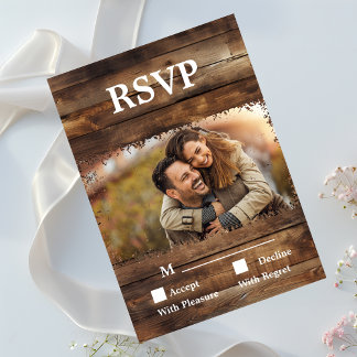 Couples Rustiques en bois Photo Pays Carte RSVP