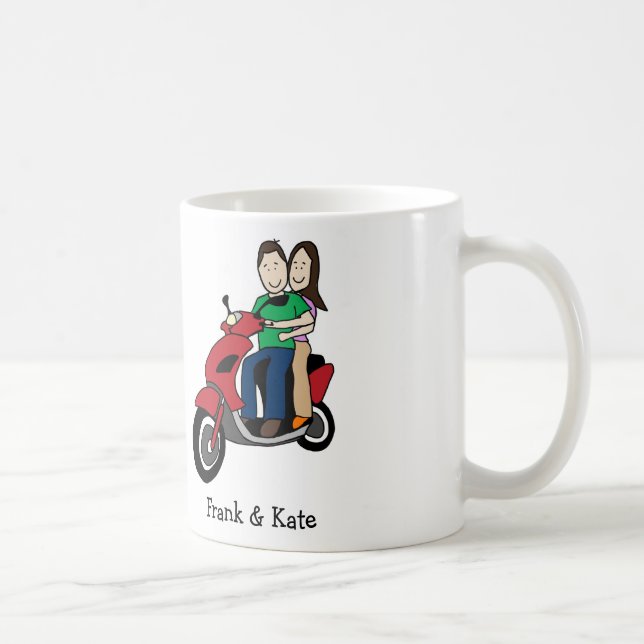 Couples sur le scooter - tasse faite sur commande (Droite)