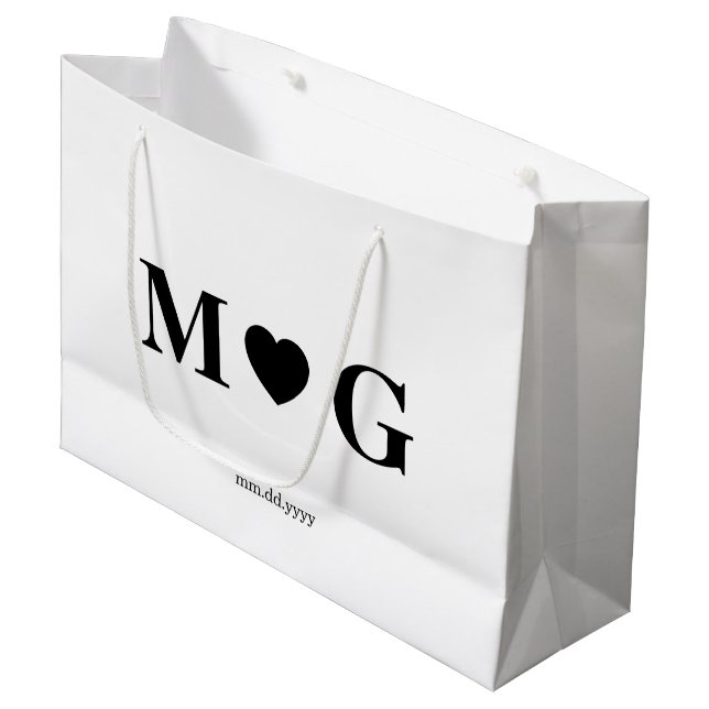 Couples sur mesure Monogramme Grand sac cadeau pou (Devant Angle)