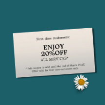 Coupon de beauté minimaliste Elégant Faux Argent