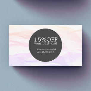 Coupon de beauté noir pastel texture élégante et s