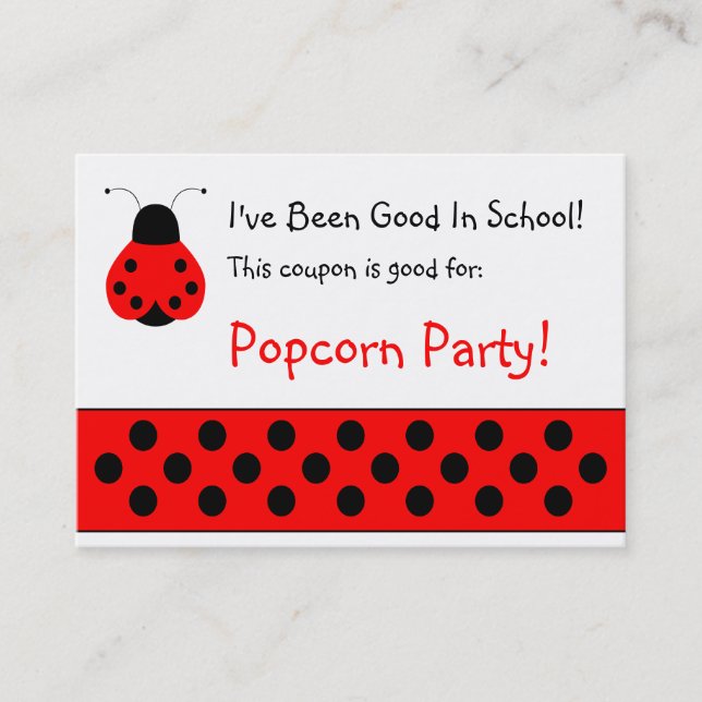 Coupon de l'école Cute Ladybug (Devant)