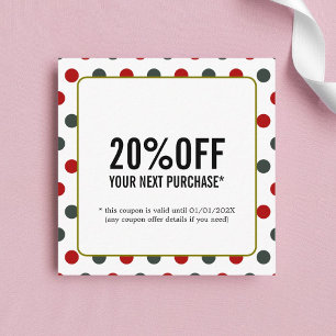 Coupon de salon de beauté cool vert rouge pointill