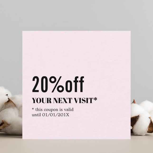 Coupon Élégant Minimaliste Rose Beauté Blanche (Créateur téléchargé)
