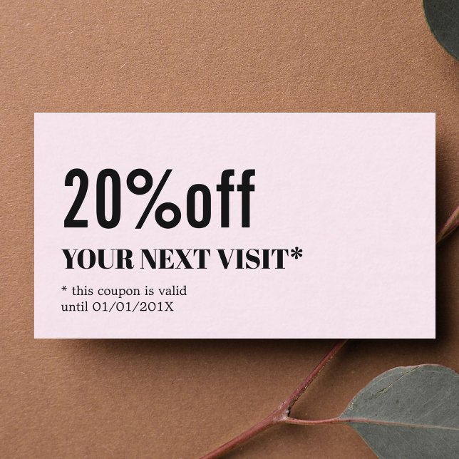 Coupon Élégant Minimaliste Rose Beauté Blanche (Créateur téléchargé)
