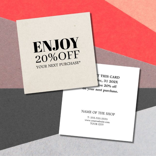 Coupon Minimaliste Naturel Noir Blanc  (Créateur téléchargé)