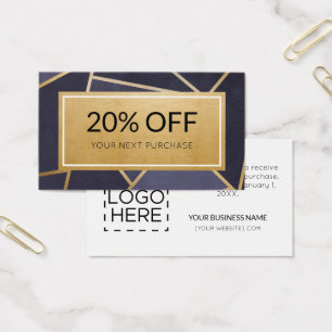Coupon Moderne Marine Bleu Gold Carte de réduction