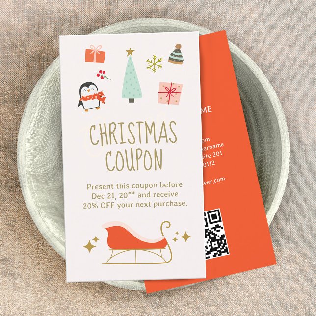 Coupon rabais de Noël promotionnel (cute christmas discount coupon card)