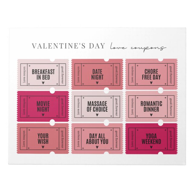 Coupons d'amour de la Saint Valentin | Bloc-notes  (Devant)