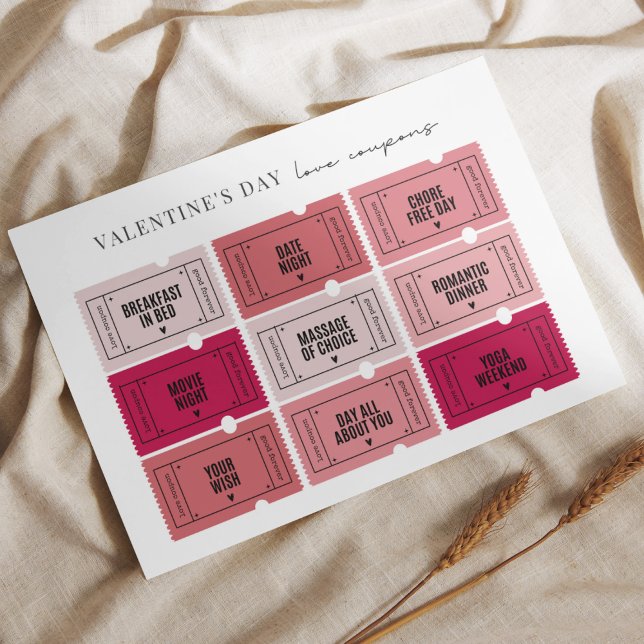 Coupons d'amour de la Saint-Valentin Feuille papie (Créateur téléchargé)