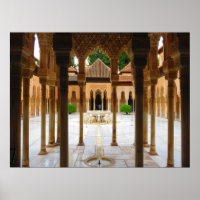 Cour des Lions, Alhambra, Espagne - Poster