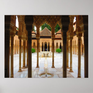 Cour des Lions, Alhambra, Espagne - Poster