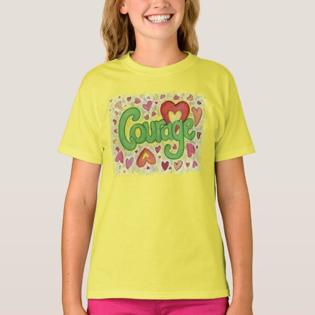 Courage Coeur Word Art T-shirt personnalisé (Devant)