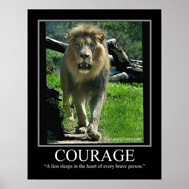 COURAGE Grand Poster Gloss - Lion (Motivationnel) (Devant)