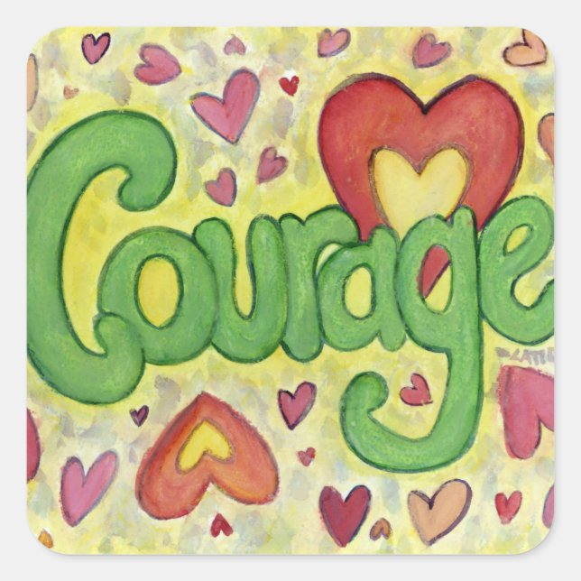 Courage Heart Word Art Motivational Decal Stickers (Devant)