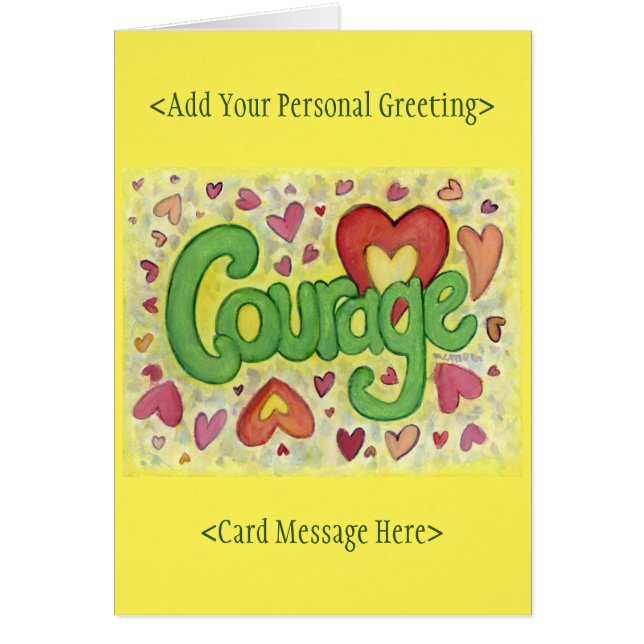 Courage Heart Word Art Motivational Note Cartes (Devant)