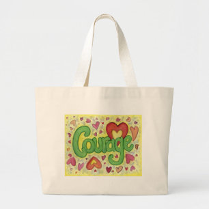 Courage Heart Word Art Sac fourre-tout inspiré