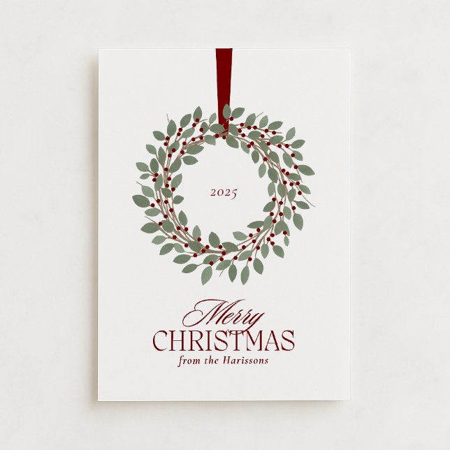 Courbe de Noël rouge classique Non Carte photo (Créateur téléchargé)