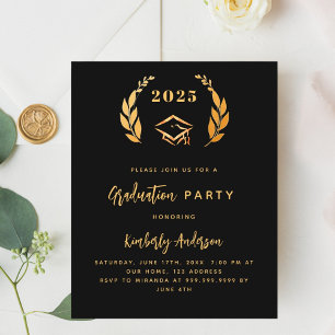 Courbe d'or noir 2025 Graduation Party invitation