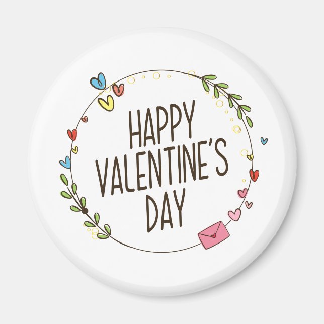 Courbe Heureuse Sainte-Valentin simple | Magnet (Devant)