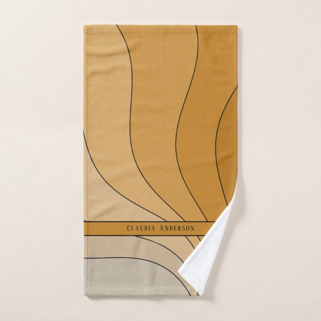 Courbes ondulées Nom beige rétro (Serviette à main)