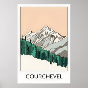Courchevel Alpes Station de Ski Affiche d'Art Vint