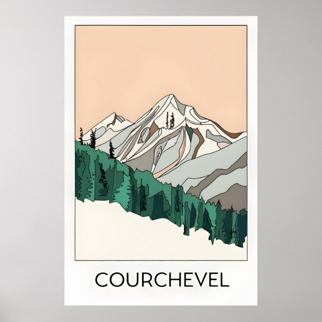 Courchevel Alpes Station de Ski Affiche d'Art Vint (Devant)