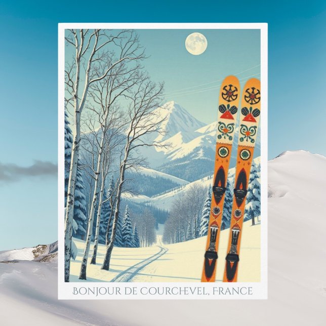 Courchevel France Rétro vacances ski Carte postale (Créateur téléchargé)