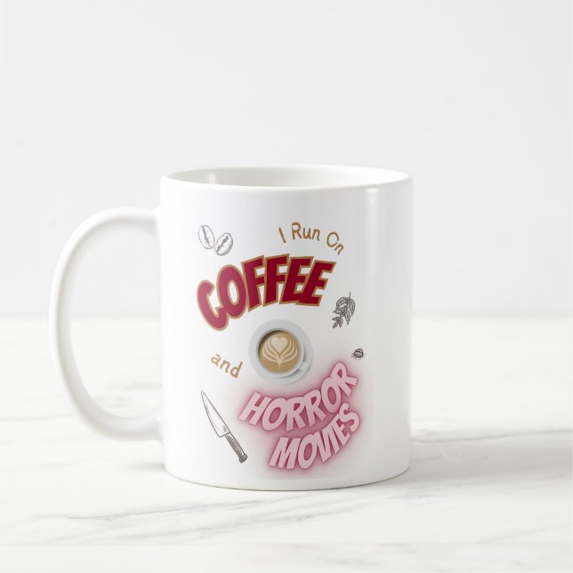 Courez sur le café et les films d'horreur Mug pour (Gauche)