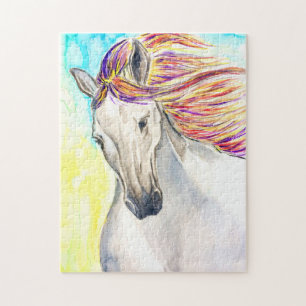 Courir Cheval Blanc Jigsaw Puzzle Peinture