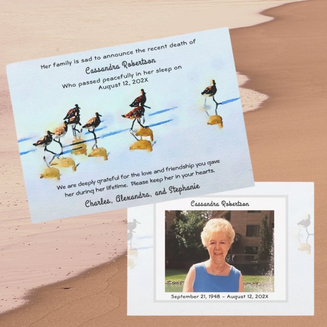 Courir des bécasseaux Avis de décès Faire-part (Créateur téléchargé)