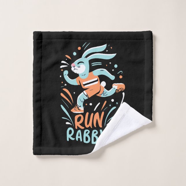courir lapin marathon coureur lapin mignon (Gant de toilette)