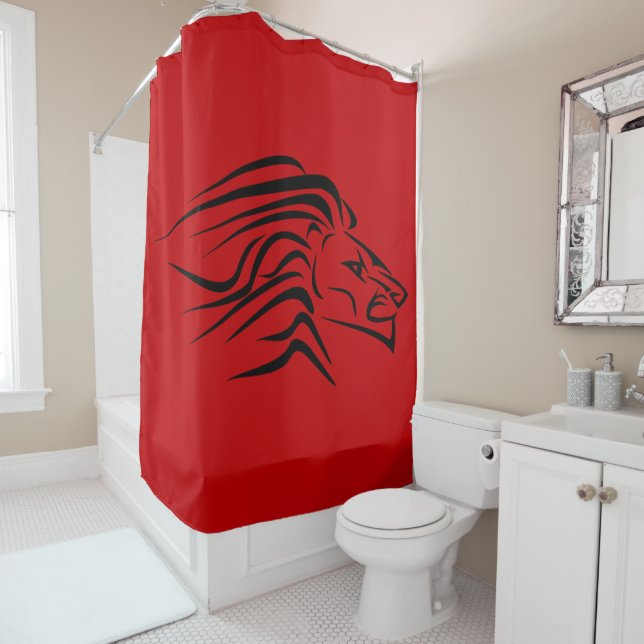 Courir Lion Douche Rideau Rouge - Vos Couleurs (En situation)