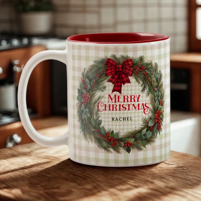 Couronne à carreaux de Buffalo rouge et blanc Mug  (Créateur téléchargé)