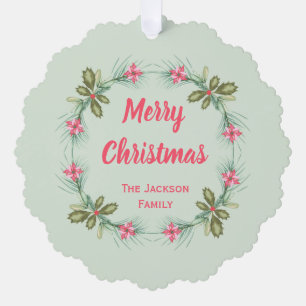 Couronne aquarelle Joyeux Noël ornement en papier
