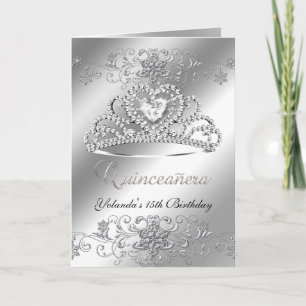 Couronne argentée pailletée pour Quinceanera carte