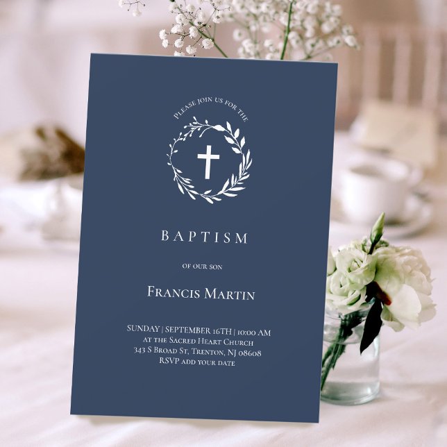 couronne blanche | Invitation au baptême (Créateur téléchargé)