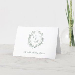Couronne botanique de monogramme vert sauge Merci