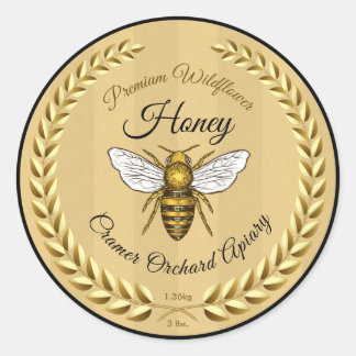 Couronne d'abeilles de miel Étiquette noir