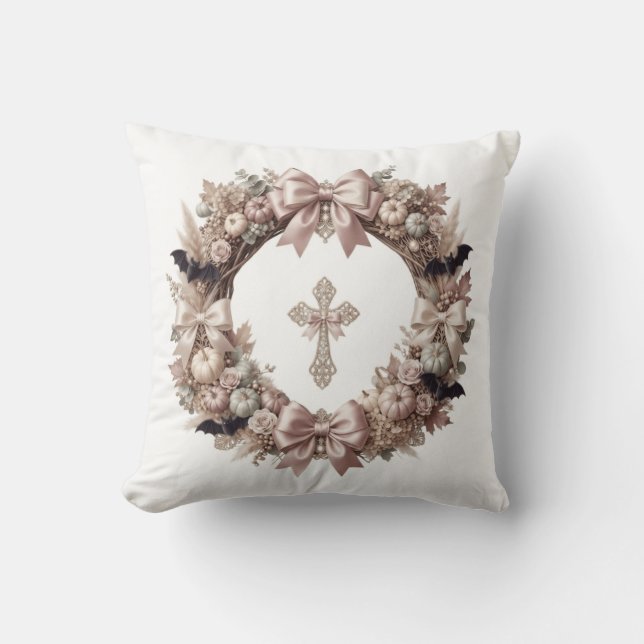 Couronne d'automne élégante et coussin décoratif à (Recto)