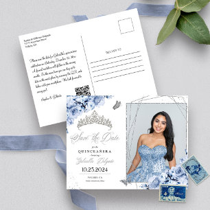Couronne de carte postale photo Quinceañera argent