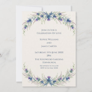 Couronne de Chardons Bleus Invitation de Mariage