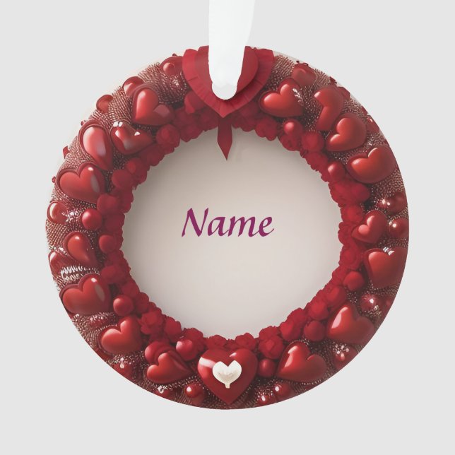 Couronne de cœur décorative avec des cœurs rouges  (devant)