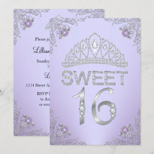 Couronne de diamant violet joli Invitation douce 1