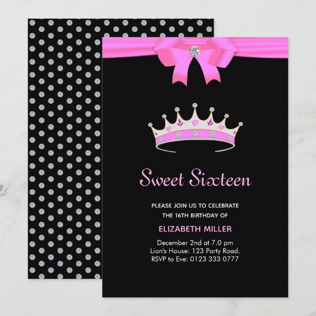 Couronne de diamants pailletés chic Invitation Swe (Devant / Derrière)