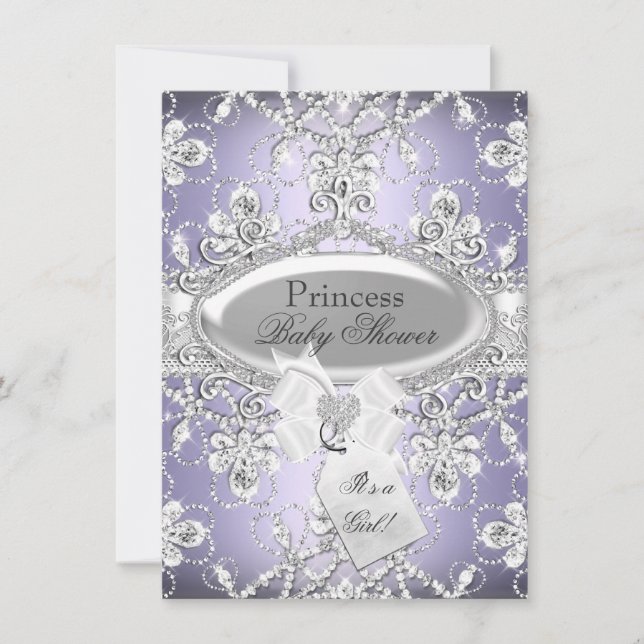 Couronne de diamants violets Invitation Baby Showe (Devant)