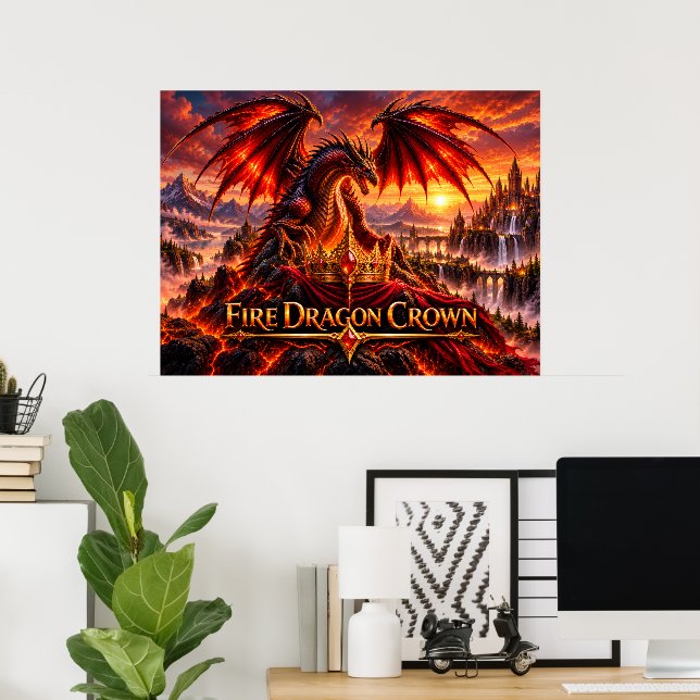Couronne de dragon de feu Affiche de dragon de fan (Bureau à domicile)